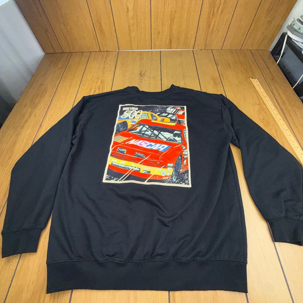 NASCAR Daytona 500 Black Graphic Crewneck Sweatshirt Large Freeze Racing Mens